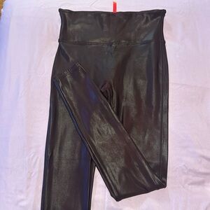 Spanx brushed faux leather leggings
